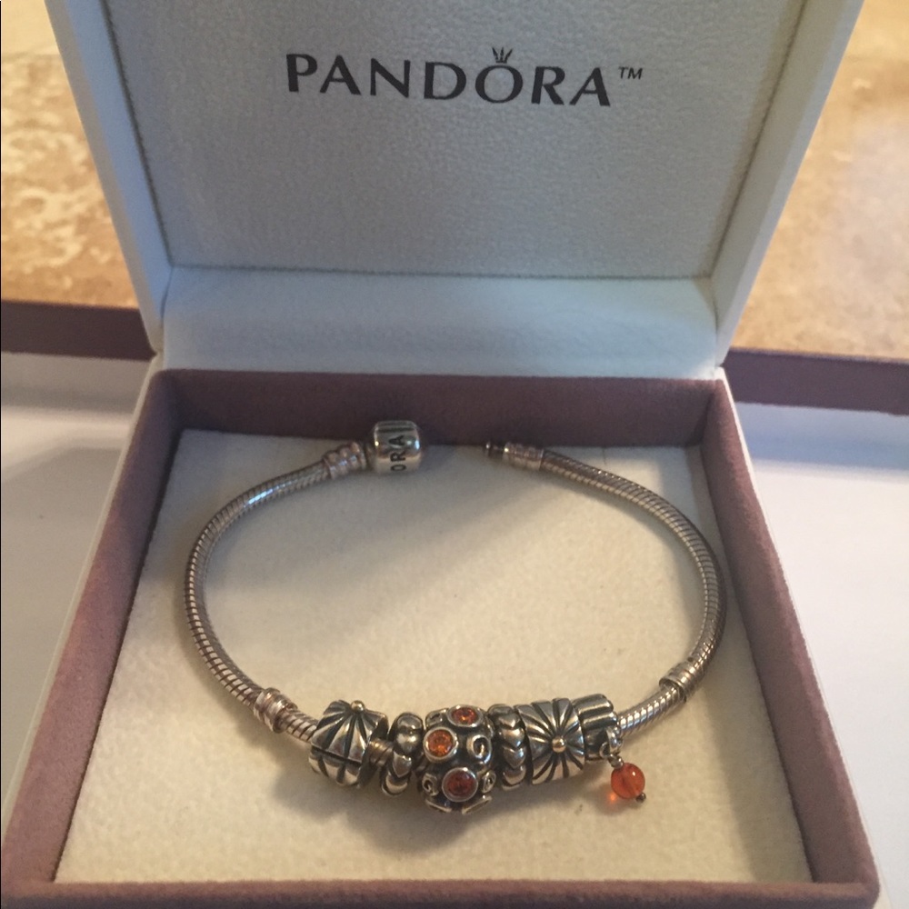 Pandora Bracelet with 2 charms, 2 spacers